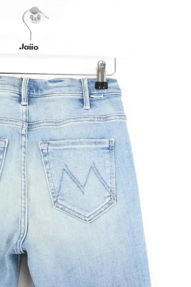 Jean droit Mother The Hustler Ankle Fray Bleu en Coton