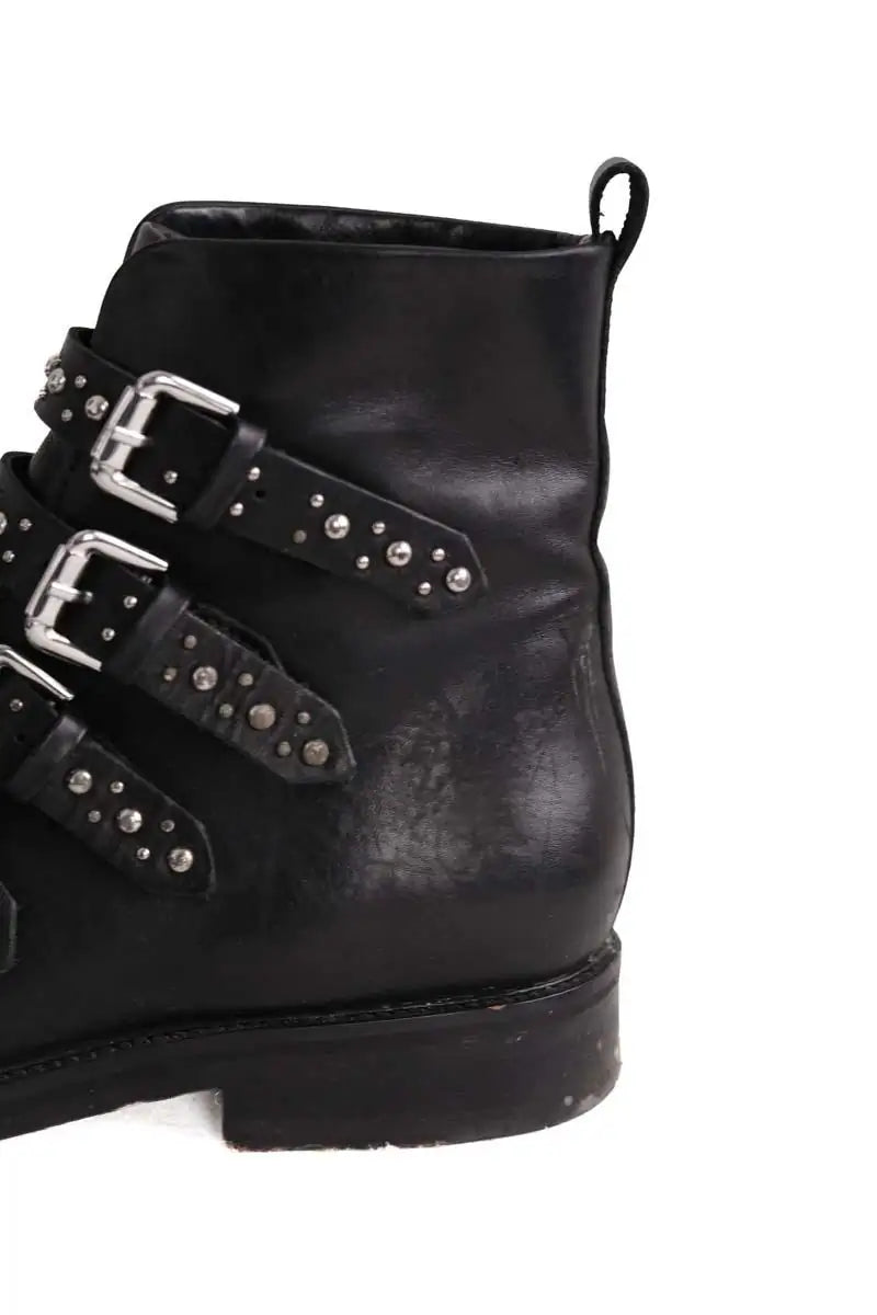 Boots à boucles Maje Noir en Cuir
