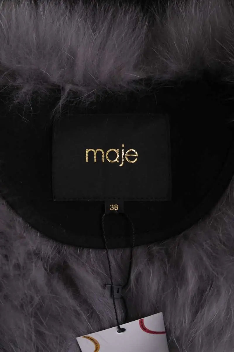 Manteau Maje Gris en Fourrure