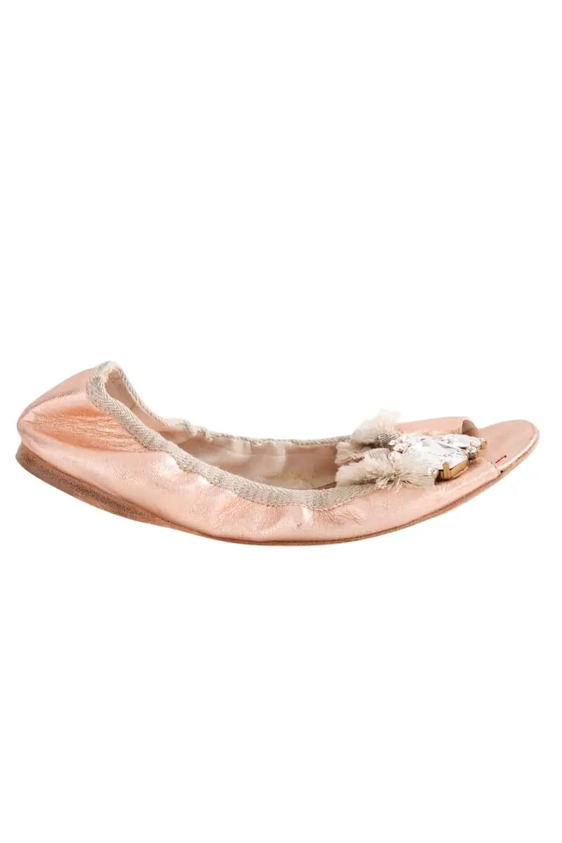 Ballerines Miu Miu Rose en Cuir, taille 37 - Seconde Main