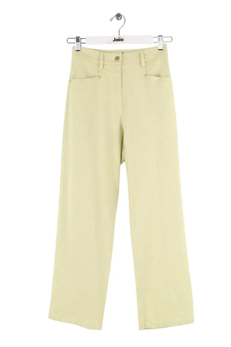 Pantalon droit Momoni Vert en Lin, taille XS - Seconde Main