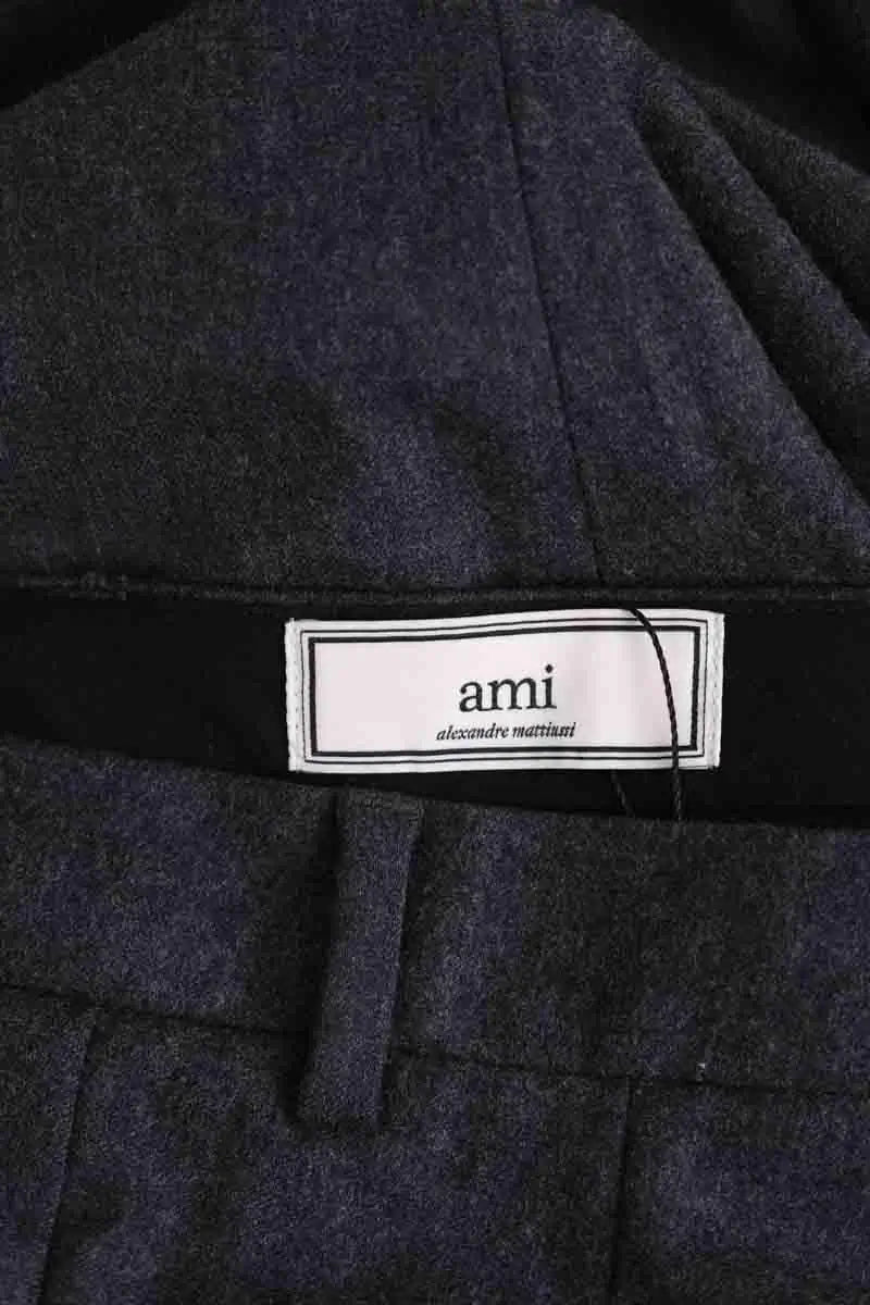 Pantalon droit Ami Anthracite en Laine