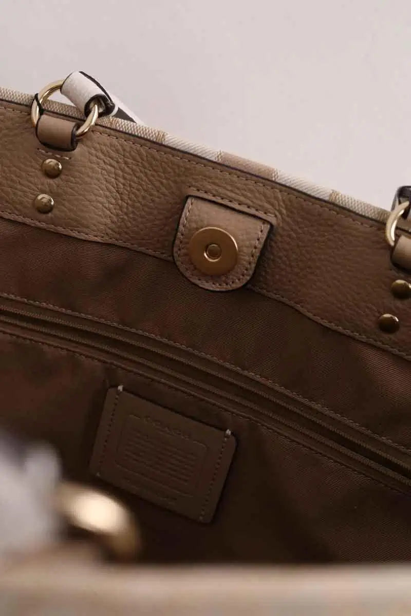 Cabas Dempsey Coach Beige en Cuir
