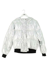 Doudoune Maje Argent en Synthétique, taille M - Seconde Main
