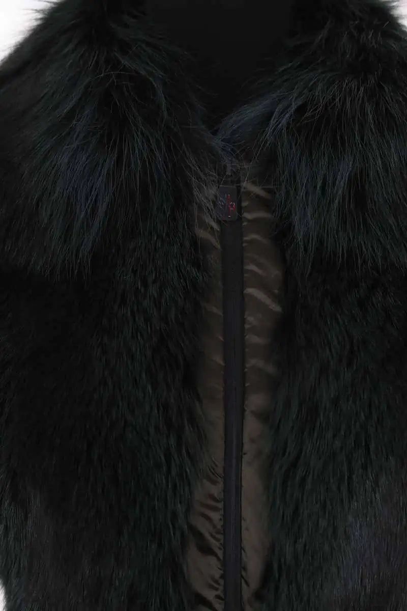 Doudoune Moncler Vert en Fourrure
