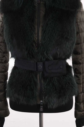 Doudoune Moncler Vert en Fourrure
