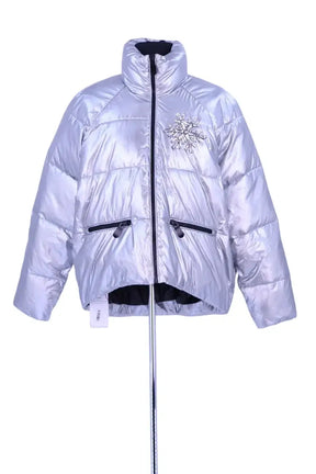 Doudoune Pinko Argent en Synthétique, taille M - Seconde Main