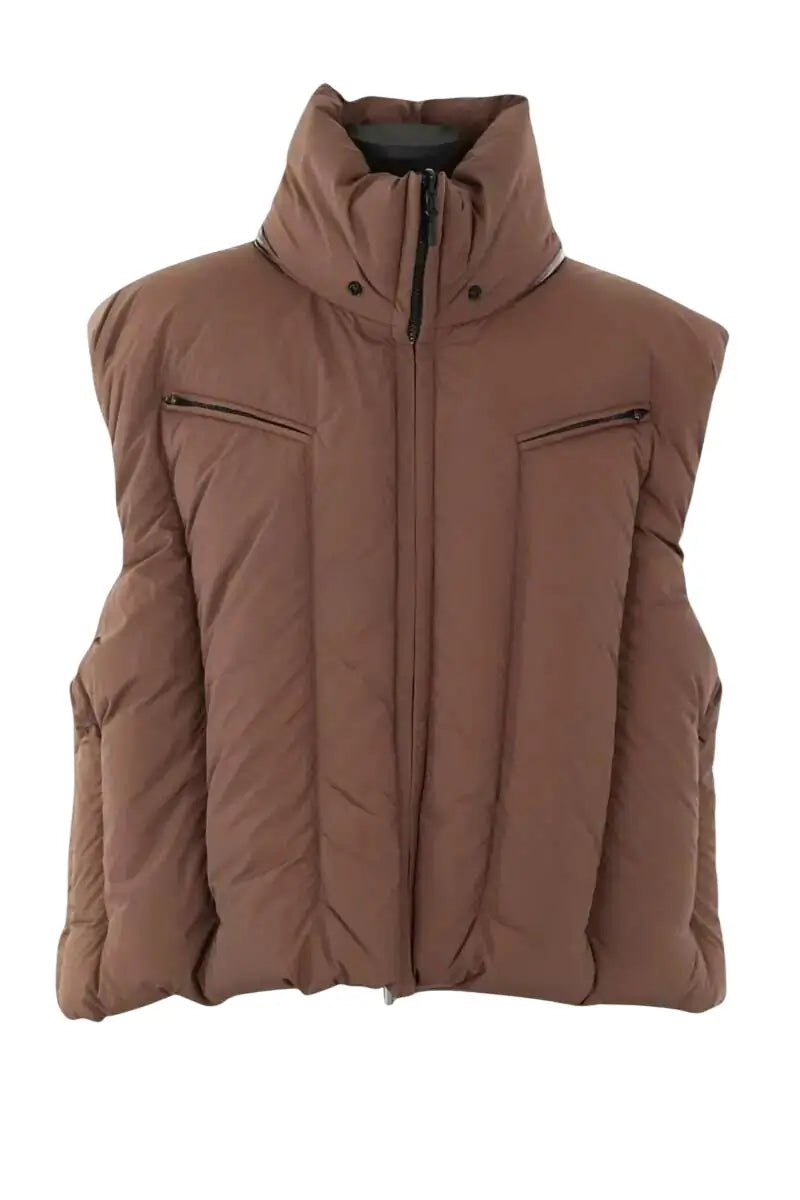 Doudoune sans manches Dingyun Zhang Marron en Polyester, taille XL - Seconde Main