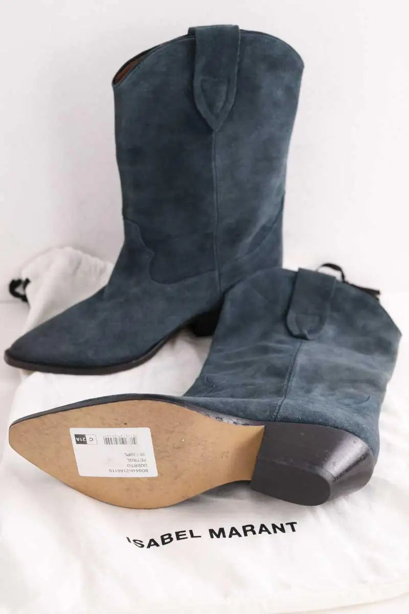 Boots western Isabel Marant Bleu en Daim