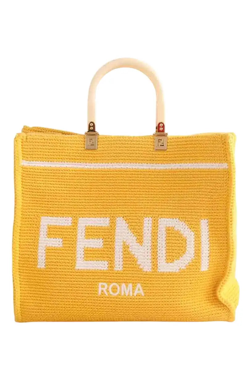Cabas Fendi Sunshine Jaune en Coton - Seconde Main
