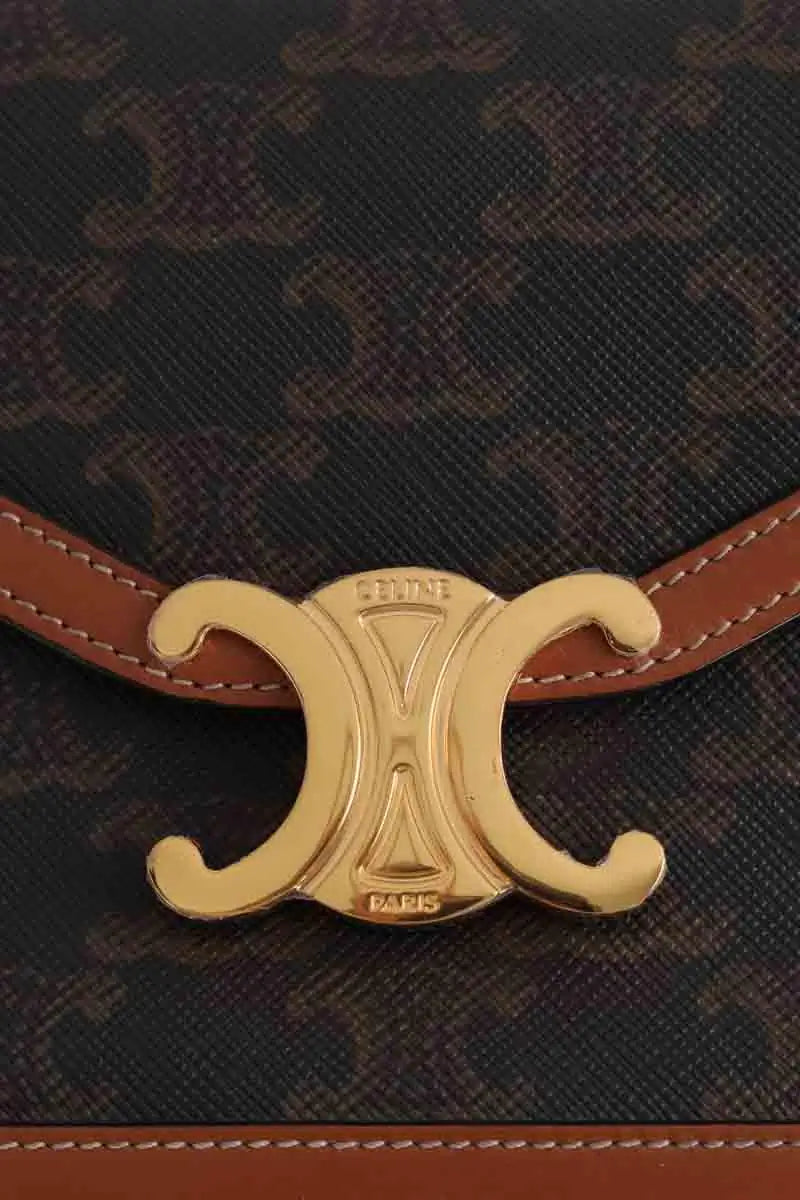Sac à bandoulière Celine Triomphe Maillon Chain Marron en Cuir