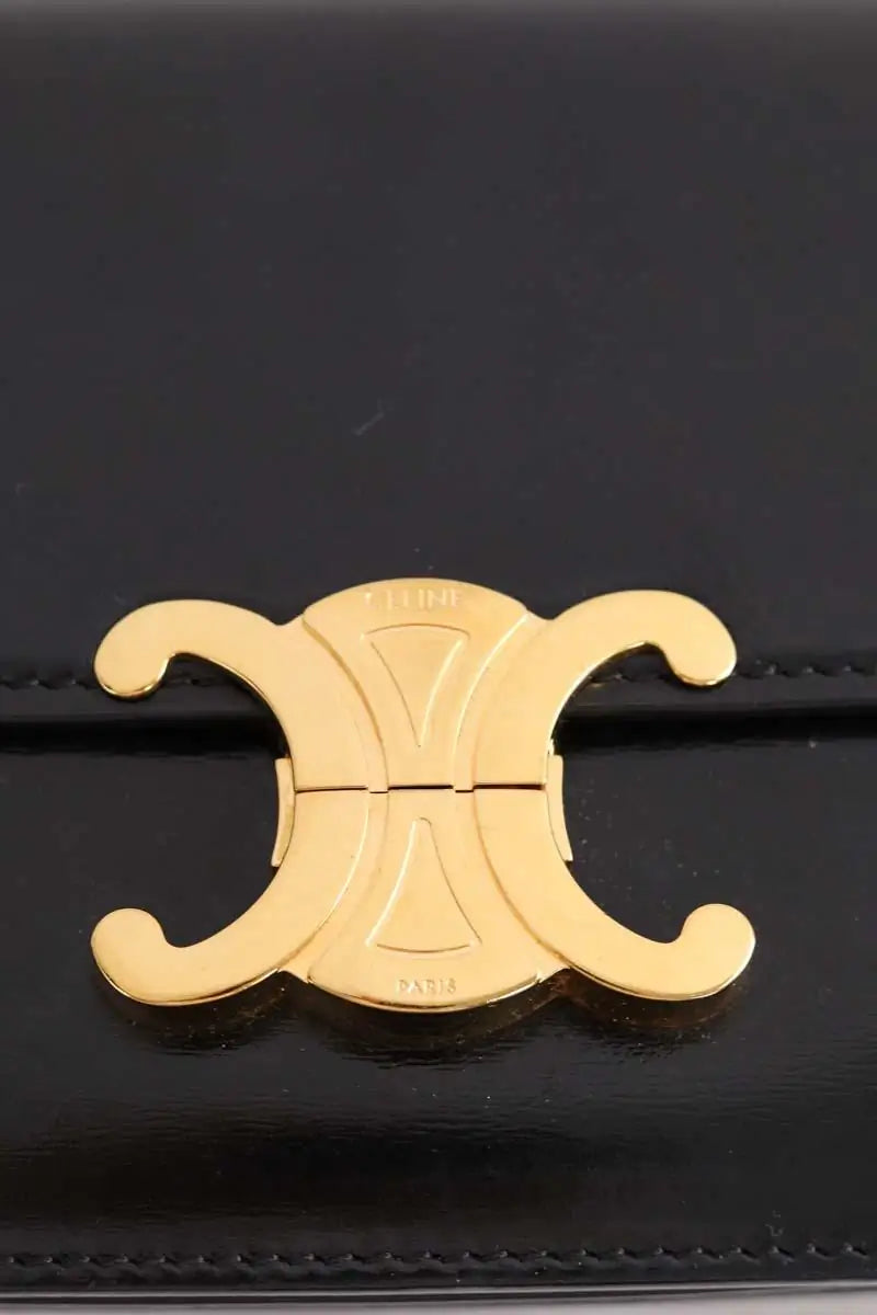Sac à bandoulière Celine Triomphe Teen Noir en Cuir