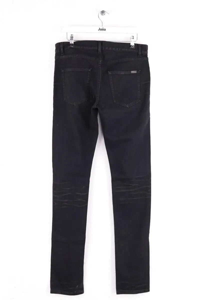 Jean droit Saint Laurent Noir en Coton
