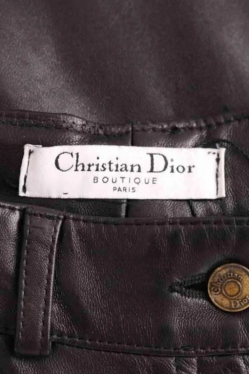 Pantalon droit Dior Noir en Cuir