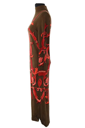 Robe Hermès Kaki en Soie