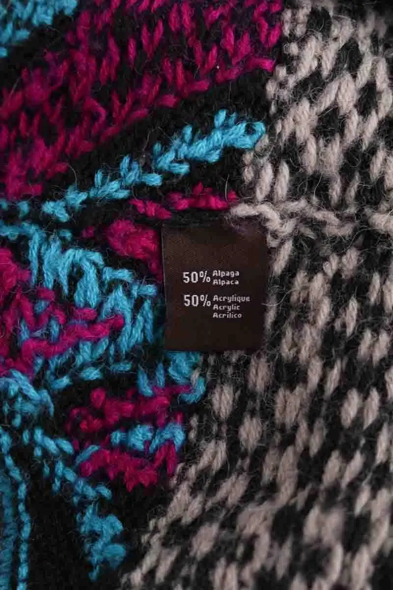 Cardigan laine Alpaga Antik Batik Multicolore en Laine