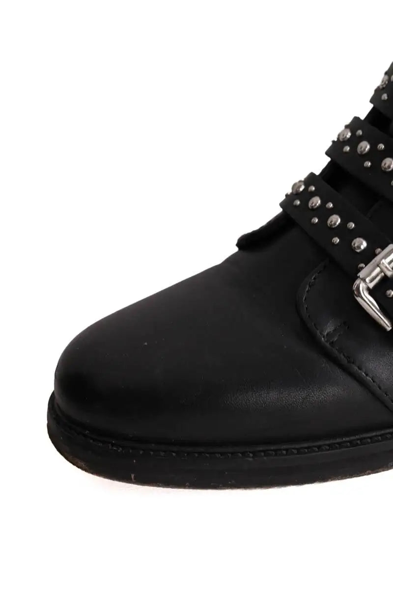 Boots à boucles Maje Noir en Cuir