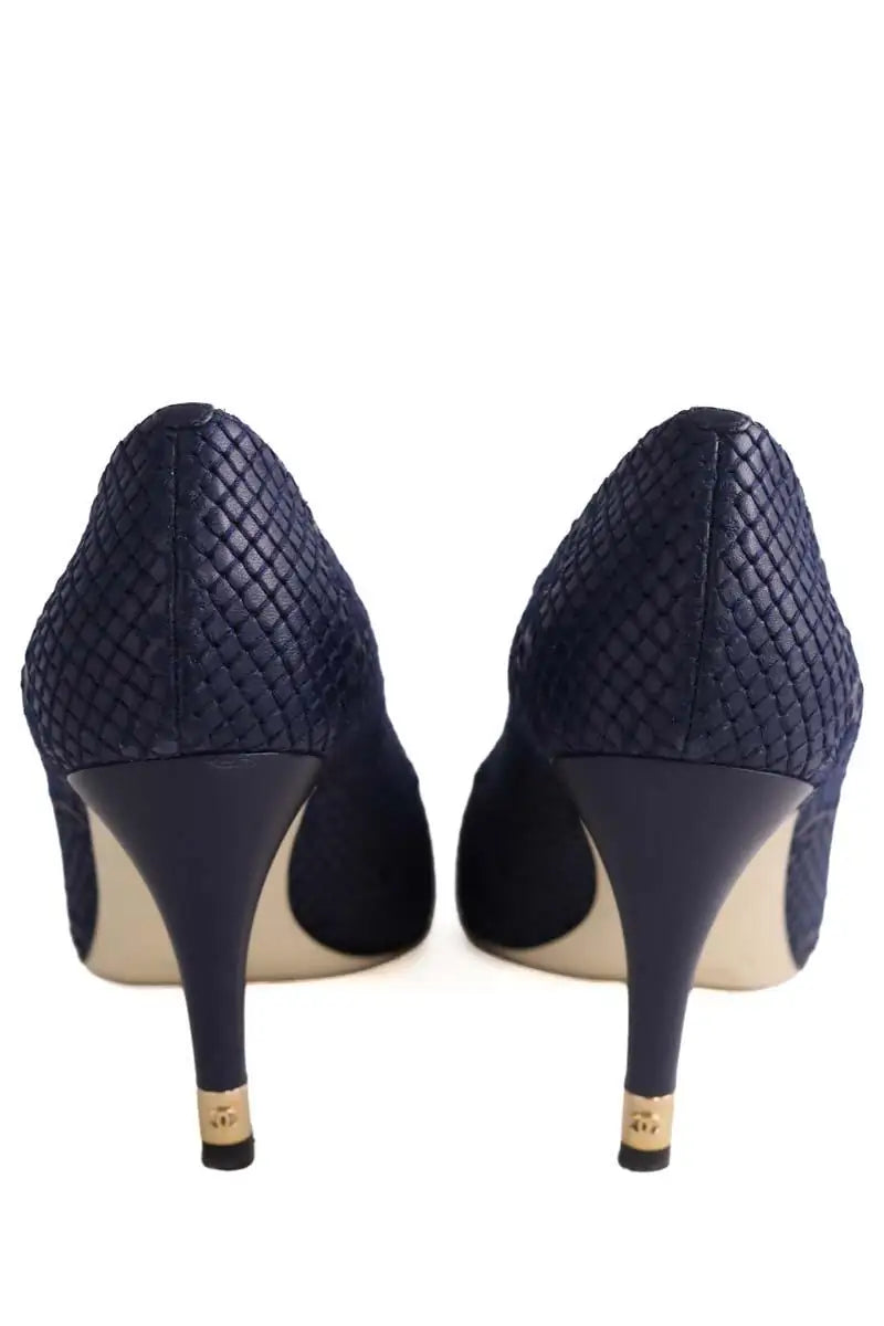 Talons Chanel Marine en Cuir