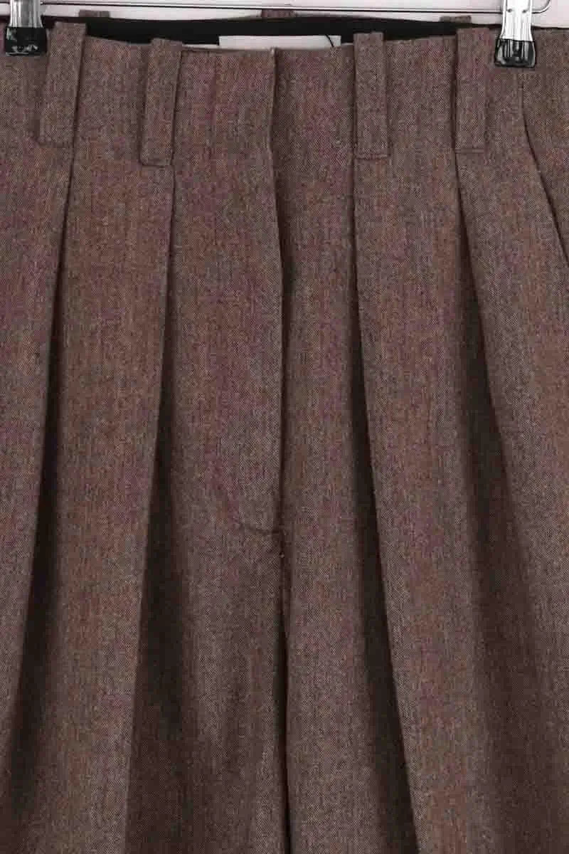 Pantalon large Laurence Bras Marron en Laine
