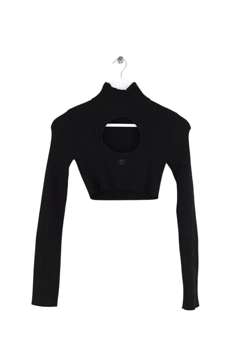 Top Courrèges Noir en Viscose, taille XS - Seconde Main