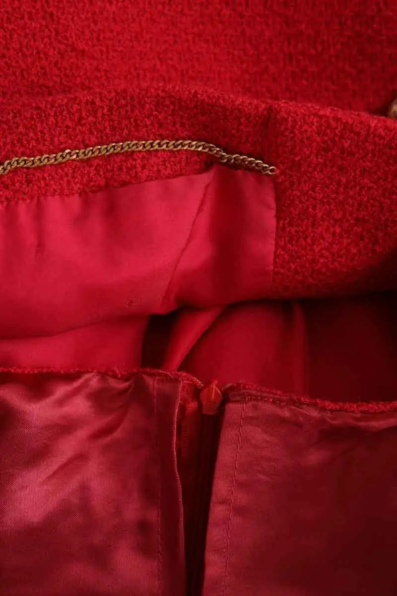 Ensemble veste et jupe Chanel Rouge en Tweed