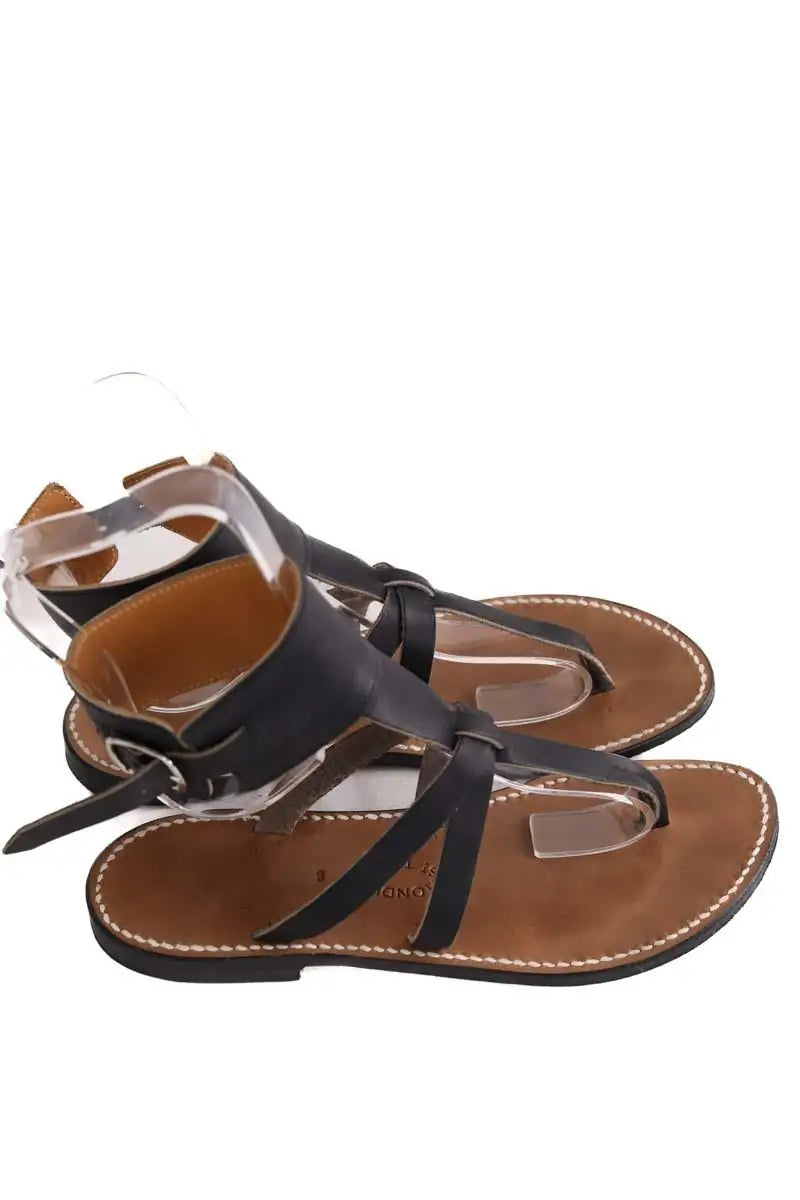 Espadrilles Rondini Noir en Cuir