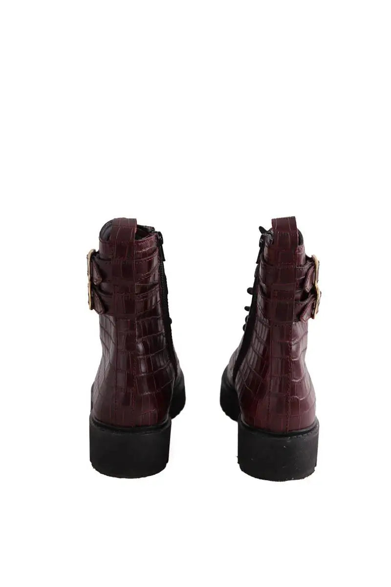 Boots à lacets Claudie Pierlot Bordeaux en Cuir