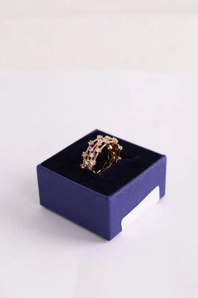 Bague 4 anneaux  Swarovski Rose en Métal