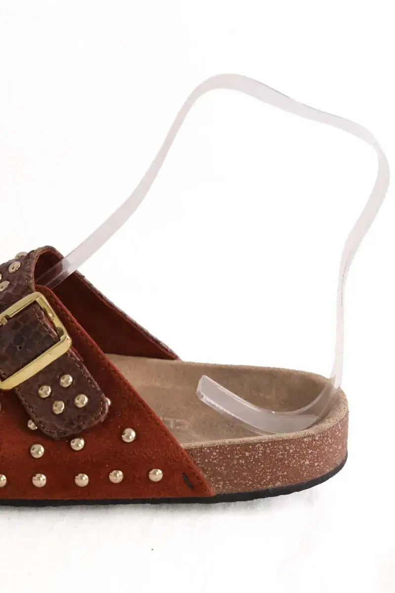Mules Claris Virot Odette Marron en Cuirs exotiques