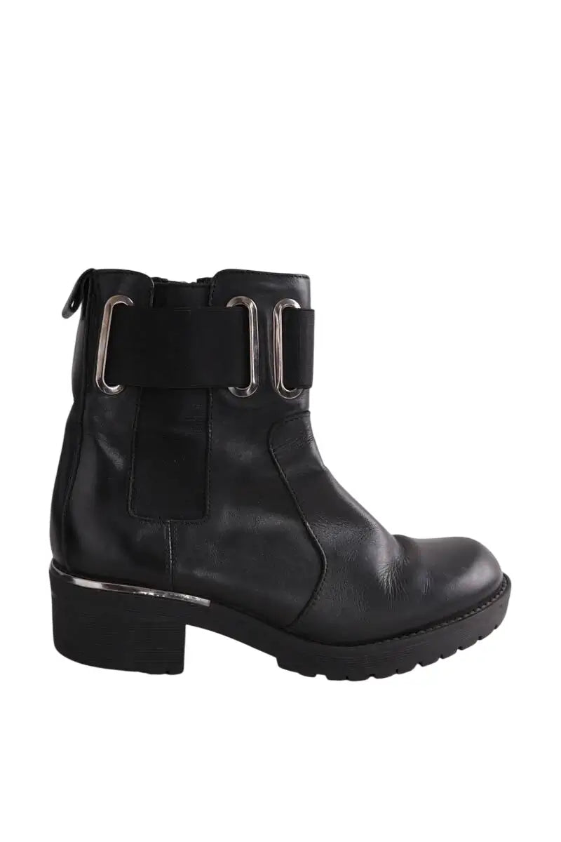 Boots à boucles Baldinini Noir en Cuir, taille 36 - Seconde Main