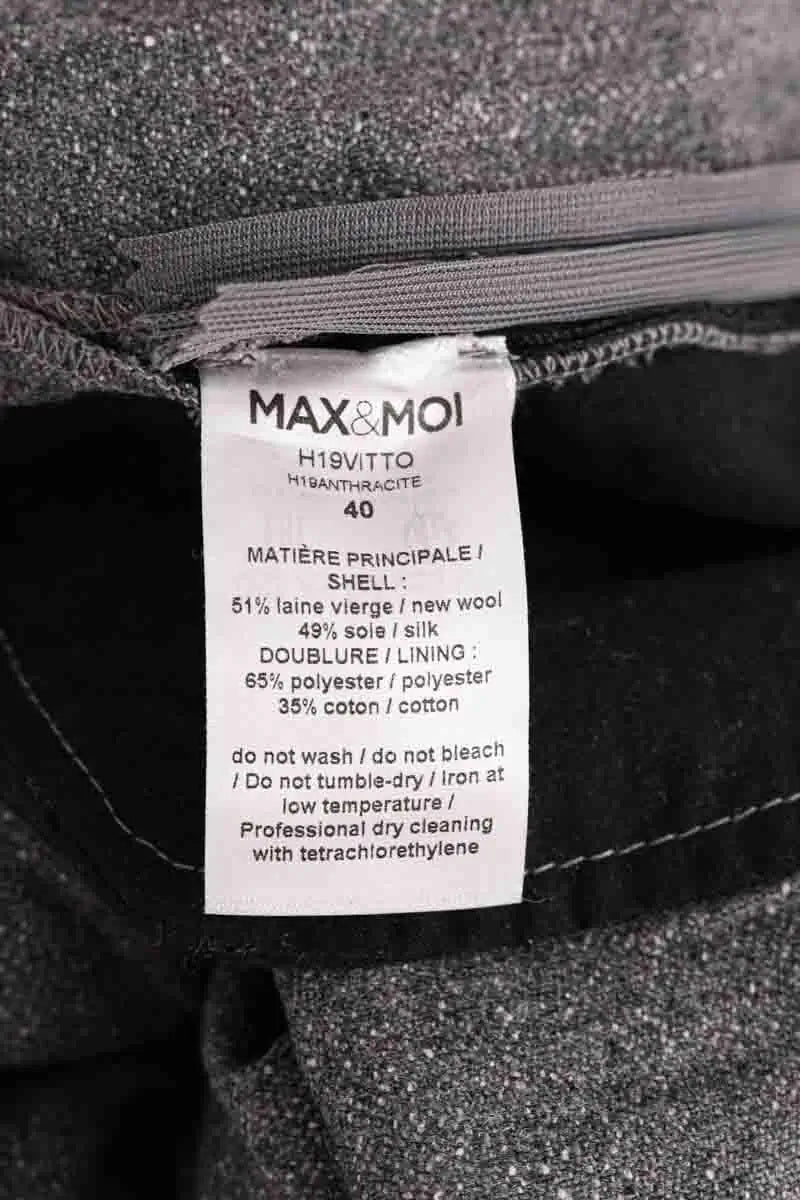 Pantalon droit Max & Moi Gris en Laine