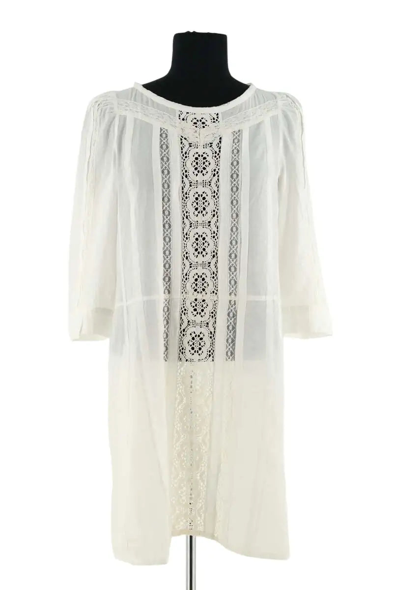 Robe Maje Blanc en Coton, taille M - Seconde Main