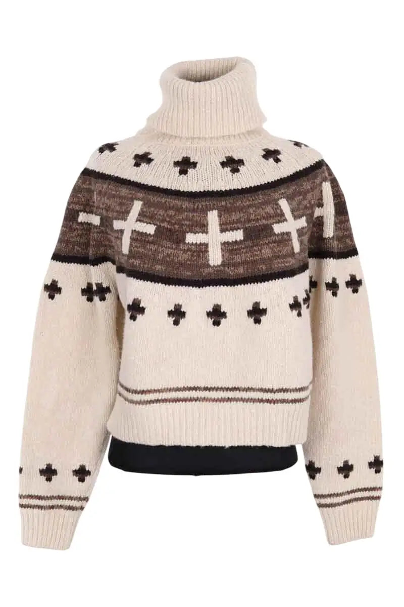 Pull Ralph Lauren Naiomi Glasses Blanc en Laine, taille S - Seconde Main
