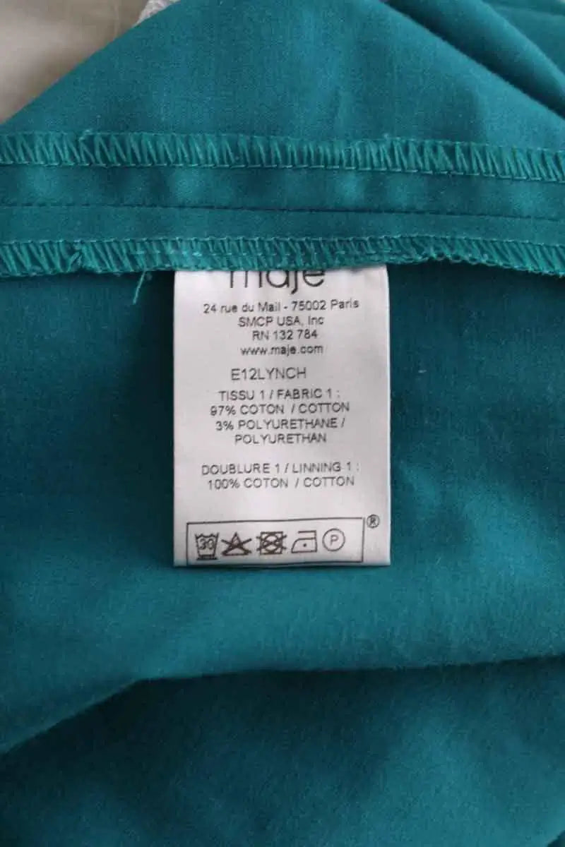 Pantalon Maje Turquoise en Coton