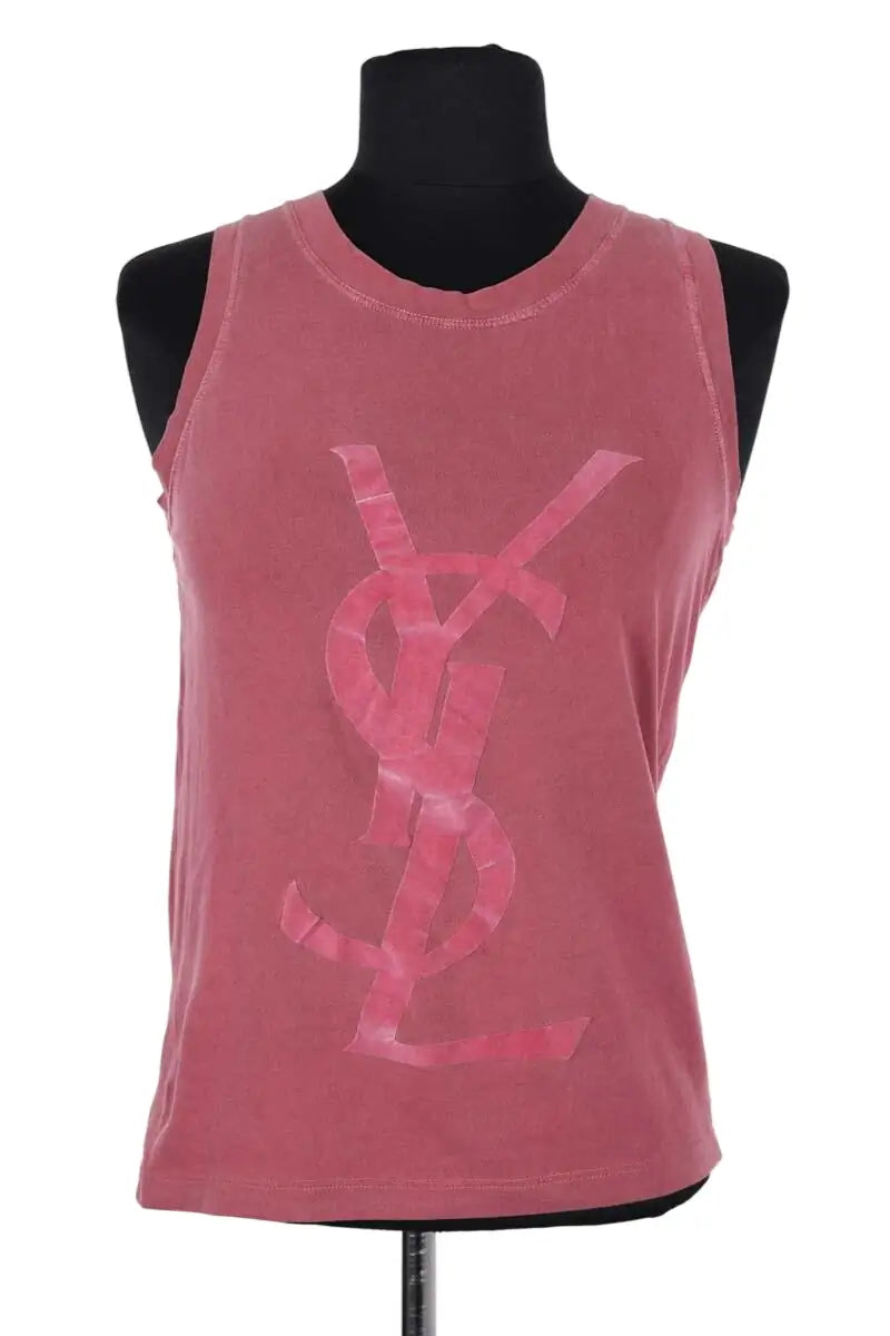 Top sans manche Yves Saint Laurent Rose en Coton, taille S - Seconde Main