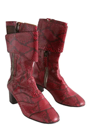 Boots Chloé Bordeaux en Cuirs exotiques