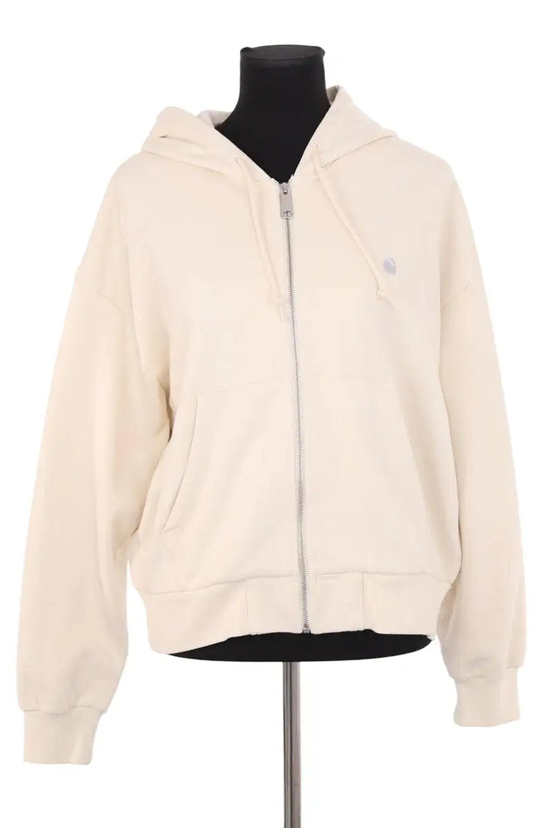 Gilet Carhartt Hooded casey jacket Ecru en Coton, taille M - Seconde Main
