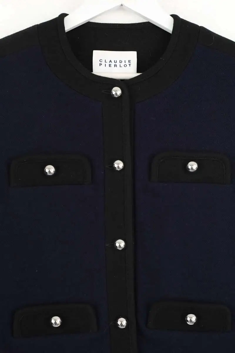Gilet Claudie Pierlot Verlaine Bleu en Laine