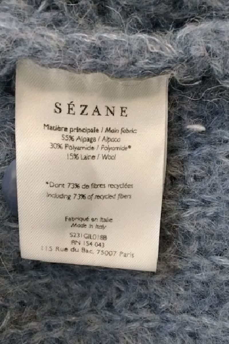 Gilet Sézane Bleu en Polyamide