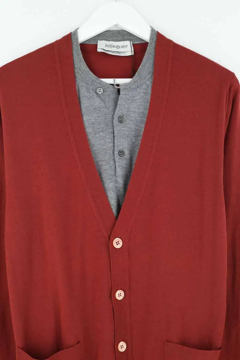 Gilet Yves Saint Laurent Rouge en Laine