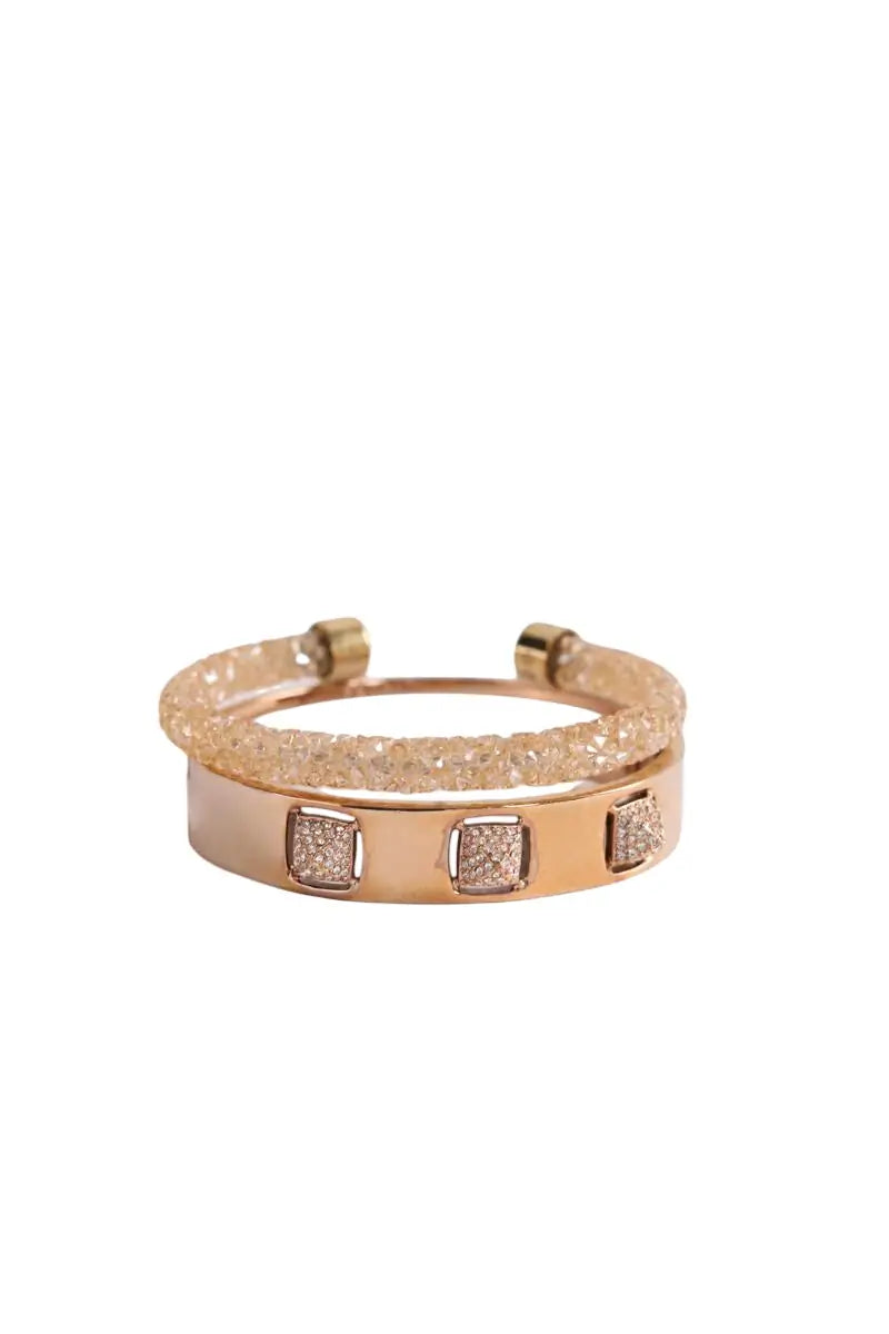 Duo de bracelets Swarovski Rose en Métal - Seconde Main