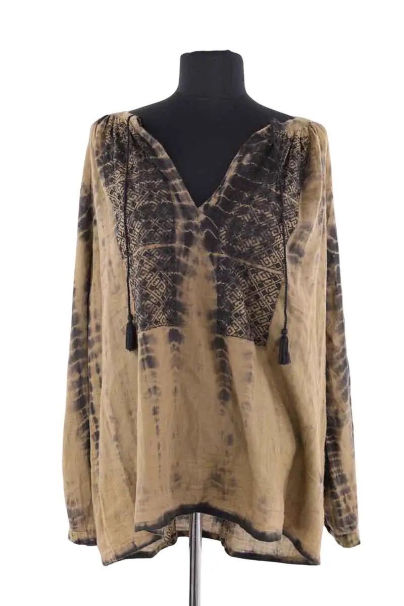 Blouse Antik Batik Kaki en Coton, taille XL - Seconde Main