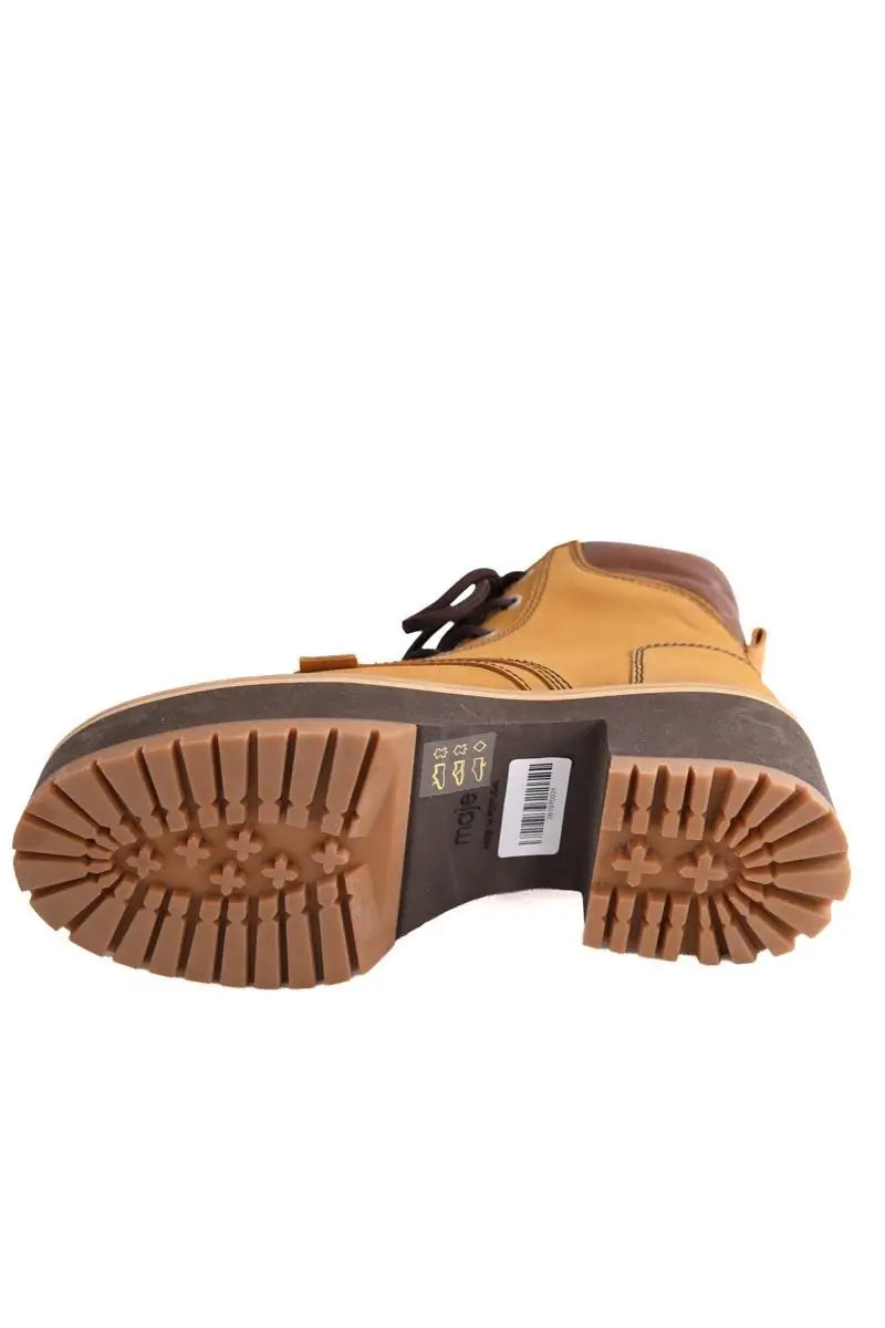 Boots à lacets Maje Camel en Cuir