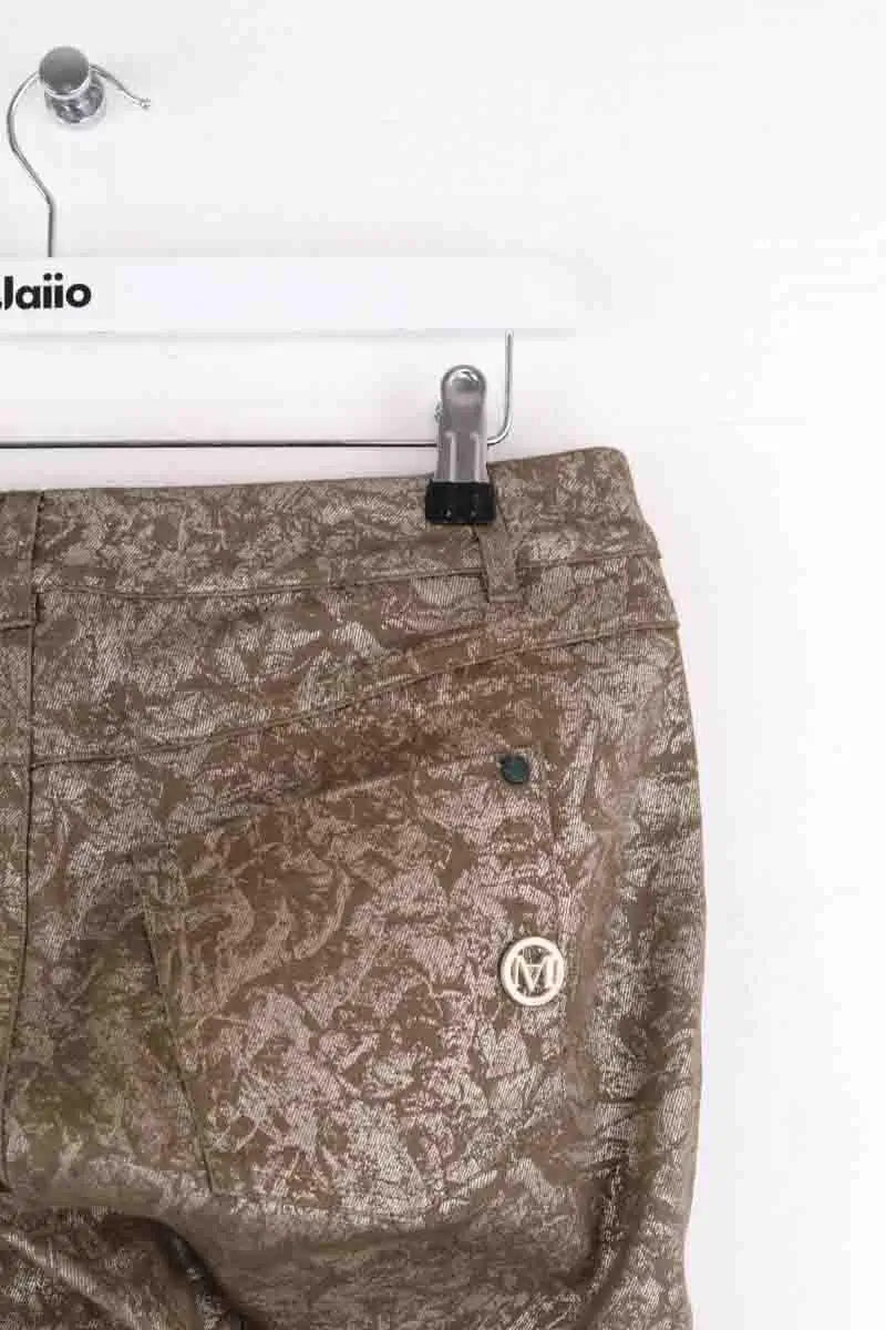 Pantalon droit Marella Kaki en Coton