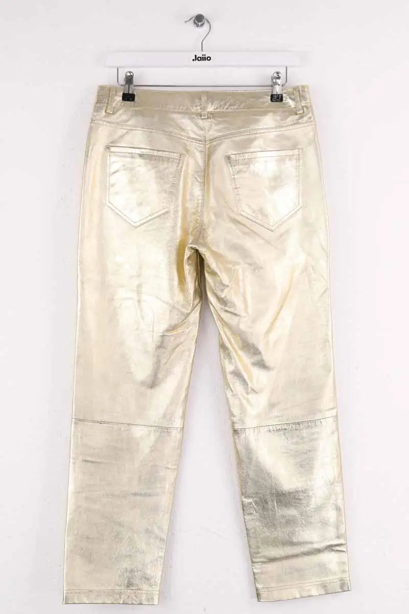 Pantalon Maison Sarah Lavoine Doré en Cuir