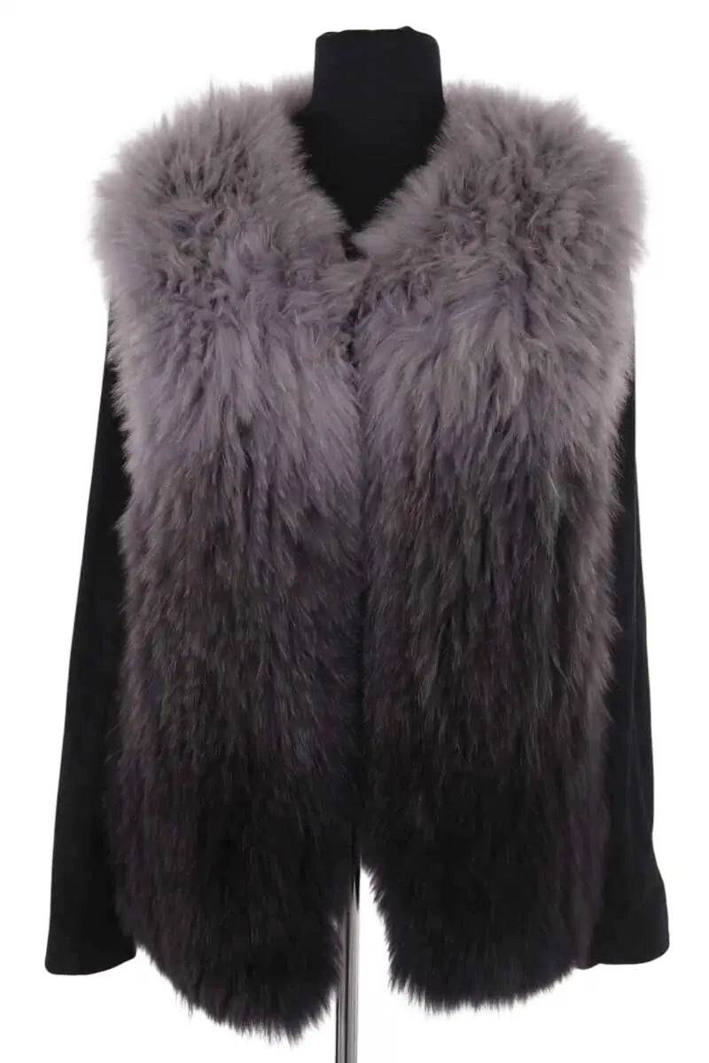 Manteau Maje Gris en Fourrure, taille M - Seconde Main