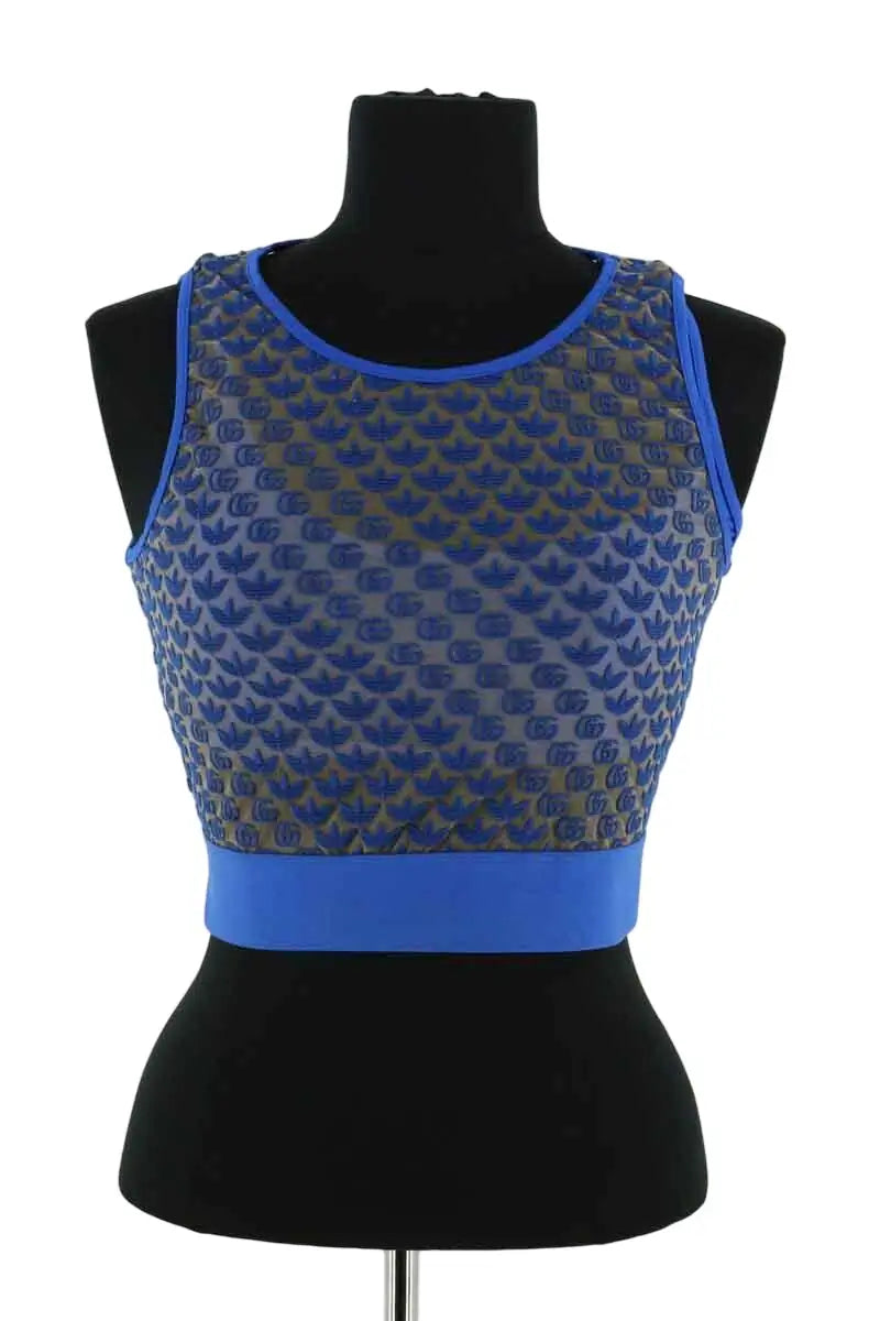 Haut de sport Gucci Bleu en Synthétique, taille S - Seconde Main