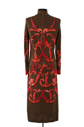 Robe Hermès Kaki en Soie
