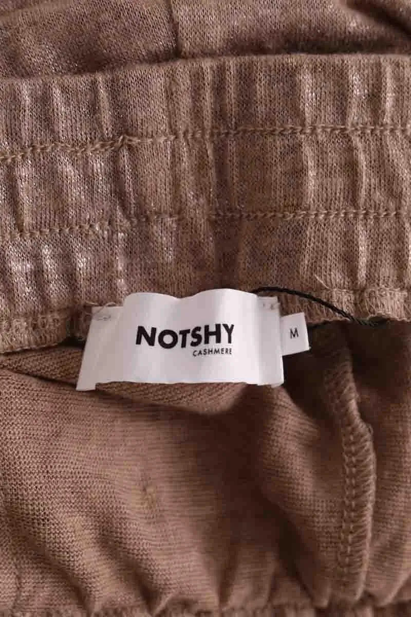 Pantalon droit Notshy Marron en Lin