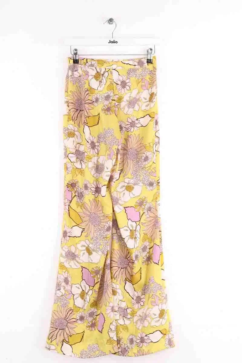 Pantalon droit Sandro Jaune en Synthétique